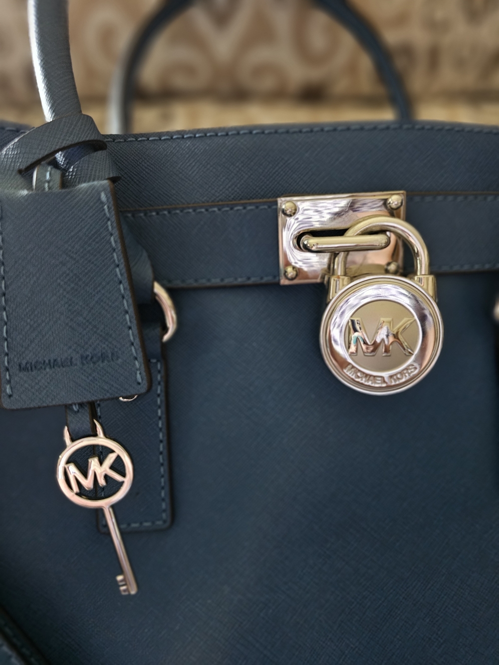 Michael Kors Blue Leather Satchel with Silver Hardware - Picture 2 of 14